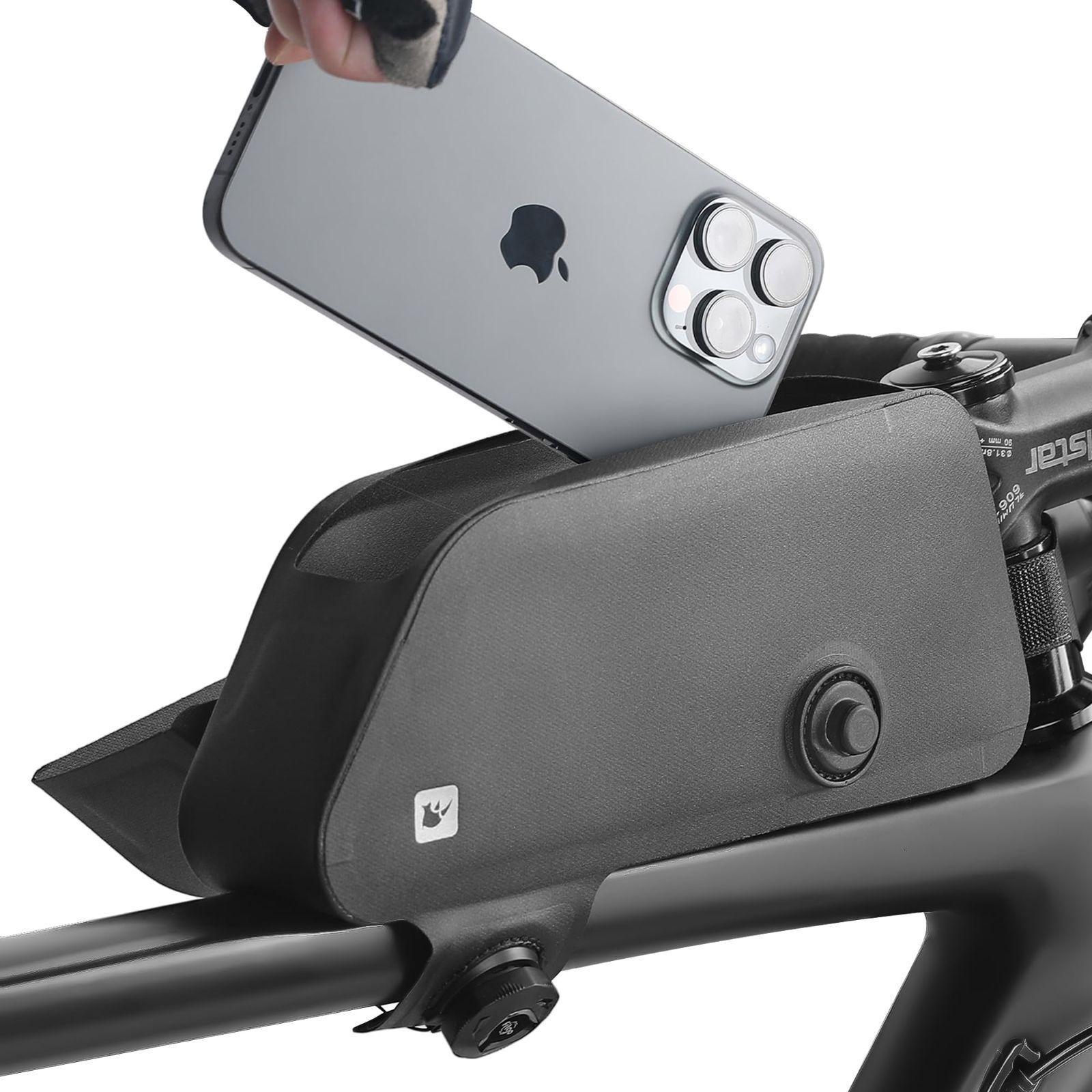 自転車フレームバッグ 安定 ロードバイク 防水 膝に当たらないデザイン バイクフレームバッグ スマホケース バイクトップチューブバッグ 収納バッグ Rhinowalk自転車バッグ 山道バイクブラック-ブラック