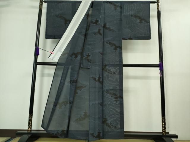 平和屋着物 上 夏物 本場大島紬 夏大島 名所風景文 証紙付き DZAA9627kh5