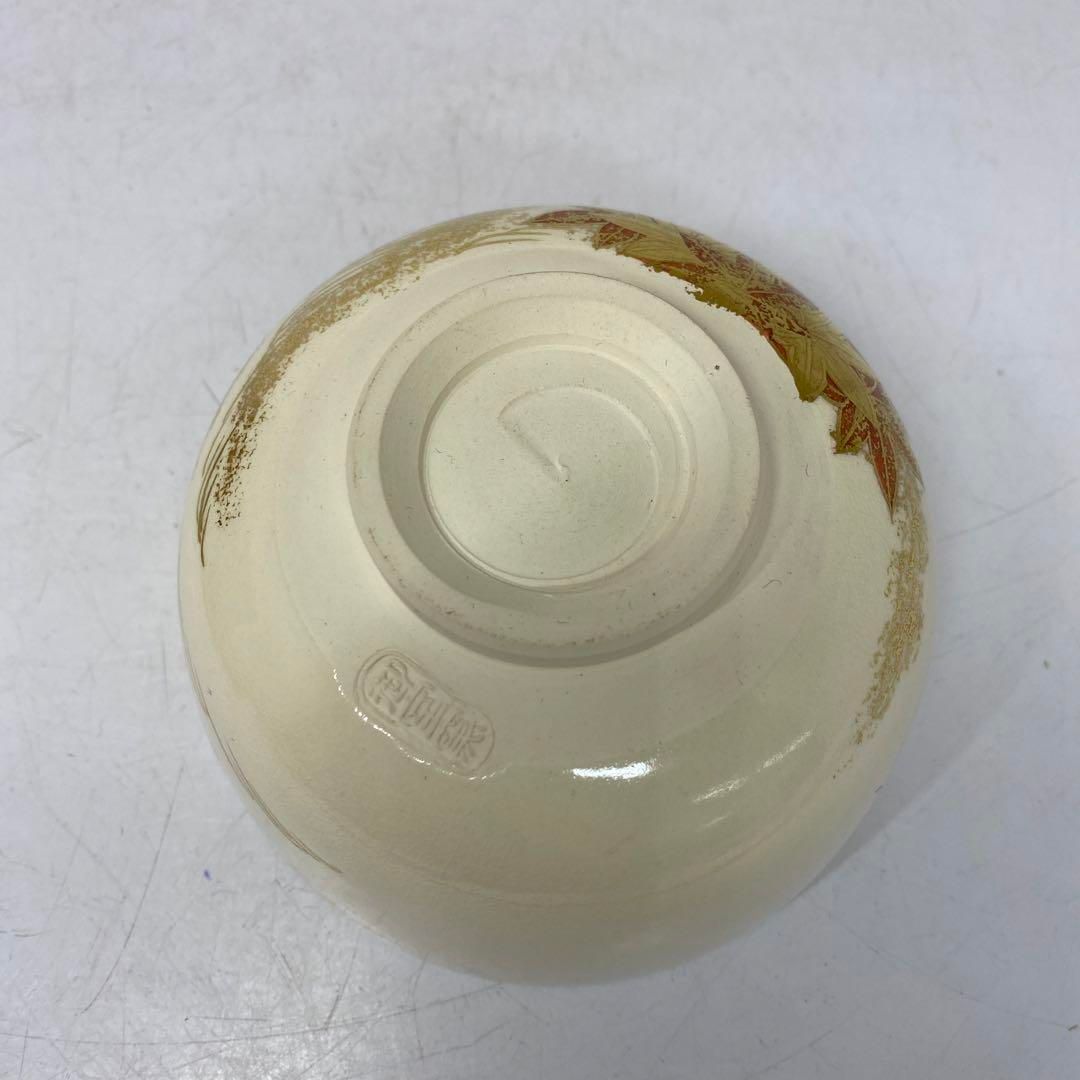 御室窯　仁清　色絵　竜田川　茶碗　共箱　幅約12㎝　東さ5-0424⑤ 御室窯 仁清 色絵 竜田川 茶碗 共箱 幅約12㎝ 東さ5-0424⑤