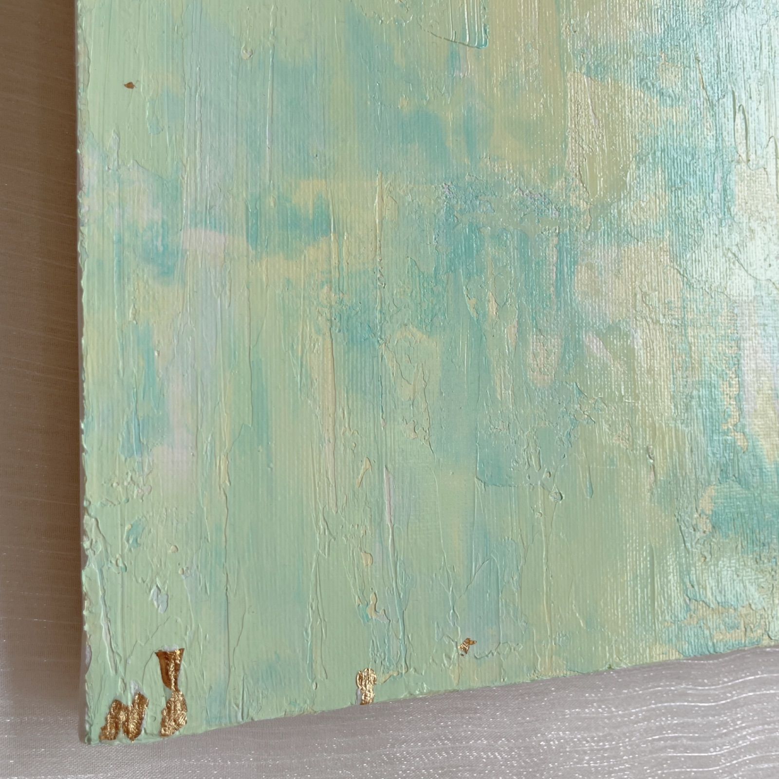 優しい色✴︎絵画 アクリル画 癒し 綺麗 可愛い グリーン 緑 淡い 儚い