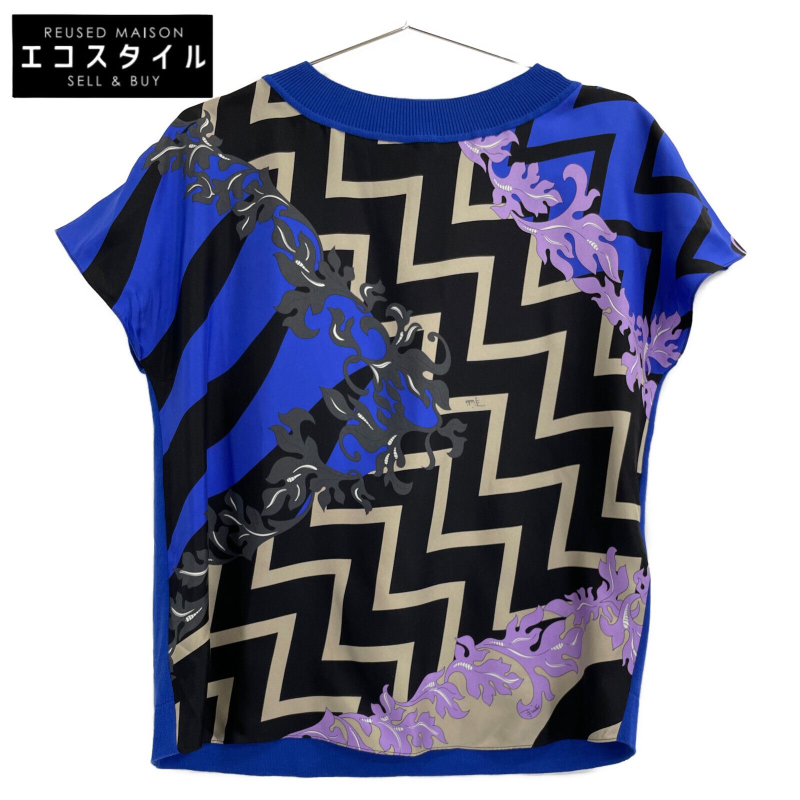 Emilio Pucci エミリオプッチ | 正規 0UKP51 シルクｘウール デザイン切替 ノースリーブカットソー| XS