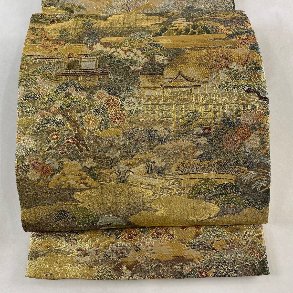 袋帯 全通 プラチナ本金箔 日本絵画全集 八百口織