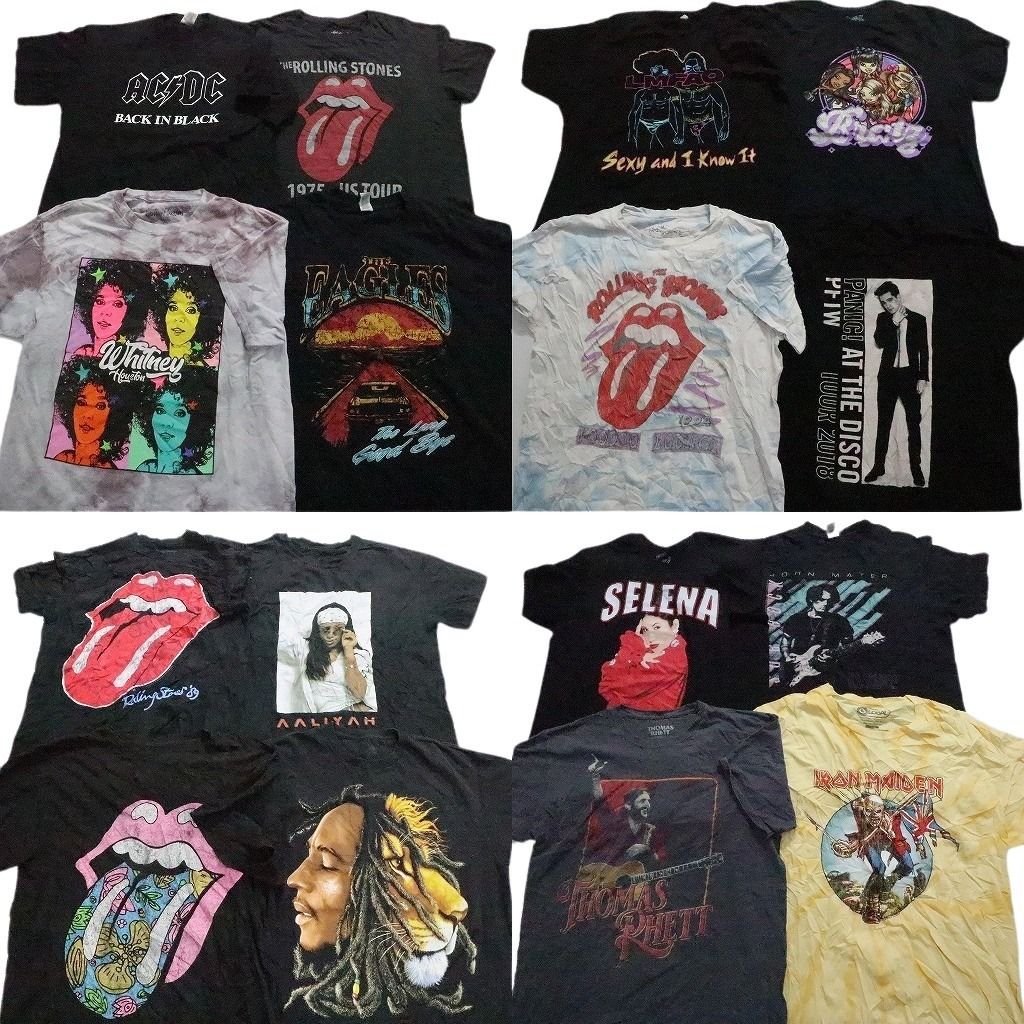 古着卸 まとめ売り 音楽・バンド 半袖Tシャツ 16枚セット (メンズ L ) ACDC ローリングストーンズ アイアンメイデン タイダイ MU3973
