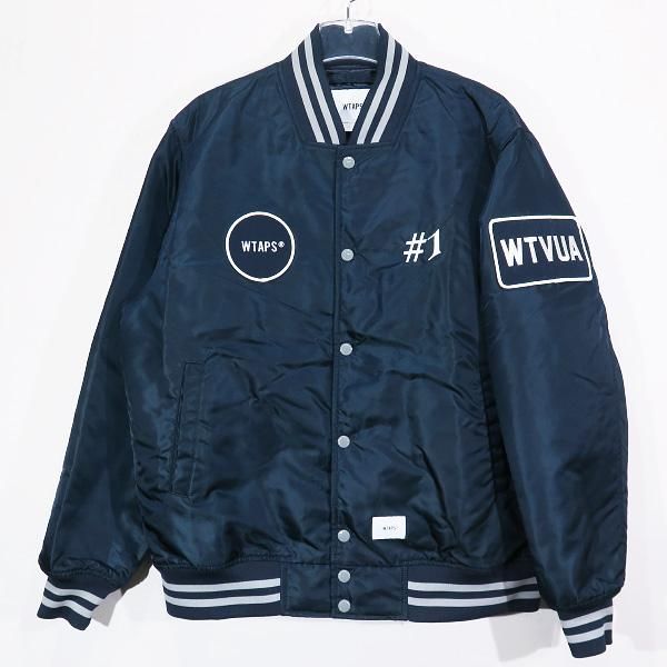 WTAPS ダブルタップス 18SS BENCH/JACKET.NYLON.SATIN 181TQDT-JKM02 ベンチ ジャケット ナイロン  サテン ネイビー スタジアムジャケット スタジャン アウター - メルカリ