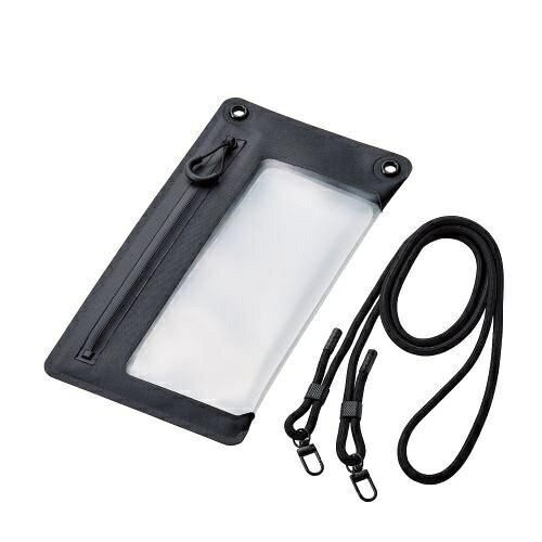 【新品・5営業日で発送】ELECOM エレコム スマホ用防水ケース／IPX8／気密ファスナータイプ／ブラック(P-WPSZ05BK)