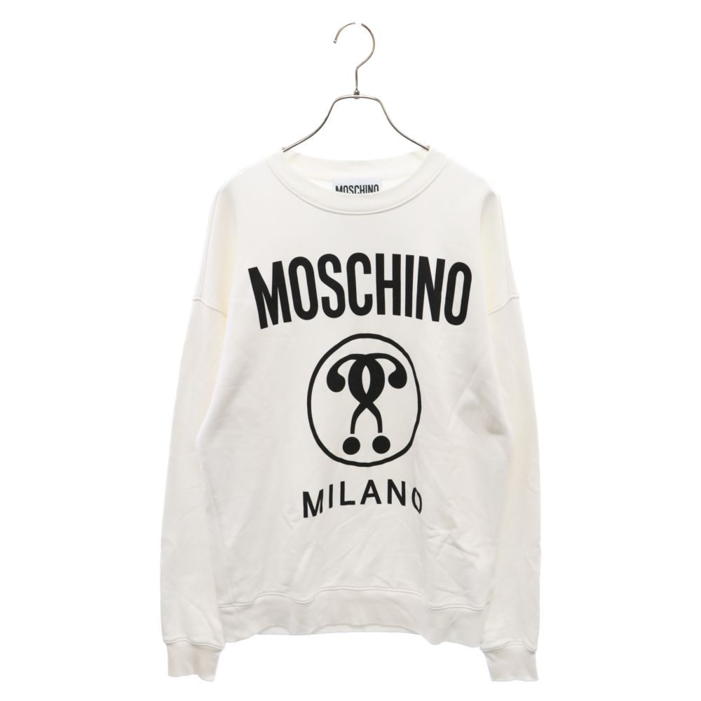 MOSCHINO (モスキーノ) 20SS DOUBLE QUESTION MARK SWEATSHIRT フロントロゴ クルーネックスウェットトレーナー ホワイト 202ZPA17047027