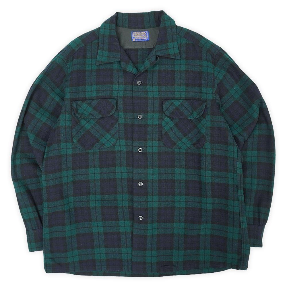 PENDLETON 60s vintage ウール ボードシャツ 黒緑 L
