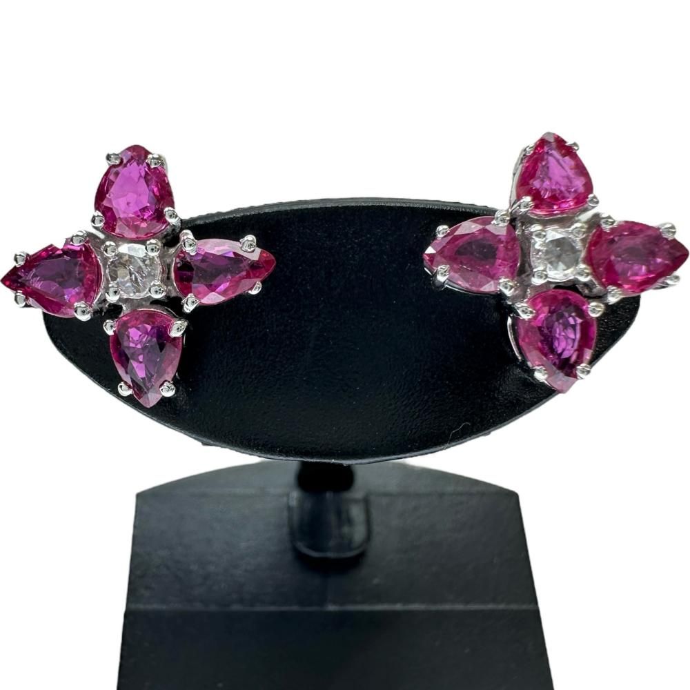 ルビー 1.90ct ダイヤモンド 0.07ct ピアス K18WGホワイト