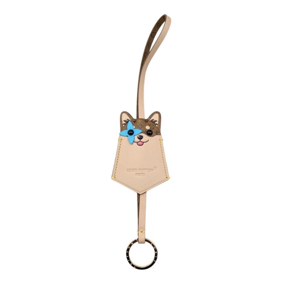 E4171 ルイヴィトン バッグチャーム LV ドッグ M02323 モノグラム フラワー クレーム ベージュ ブラウン LOUIS VUITTON