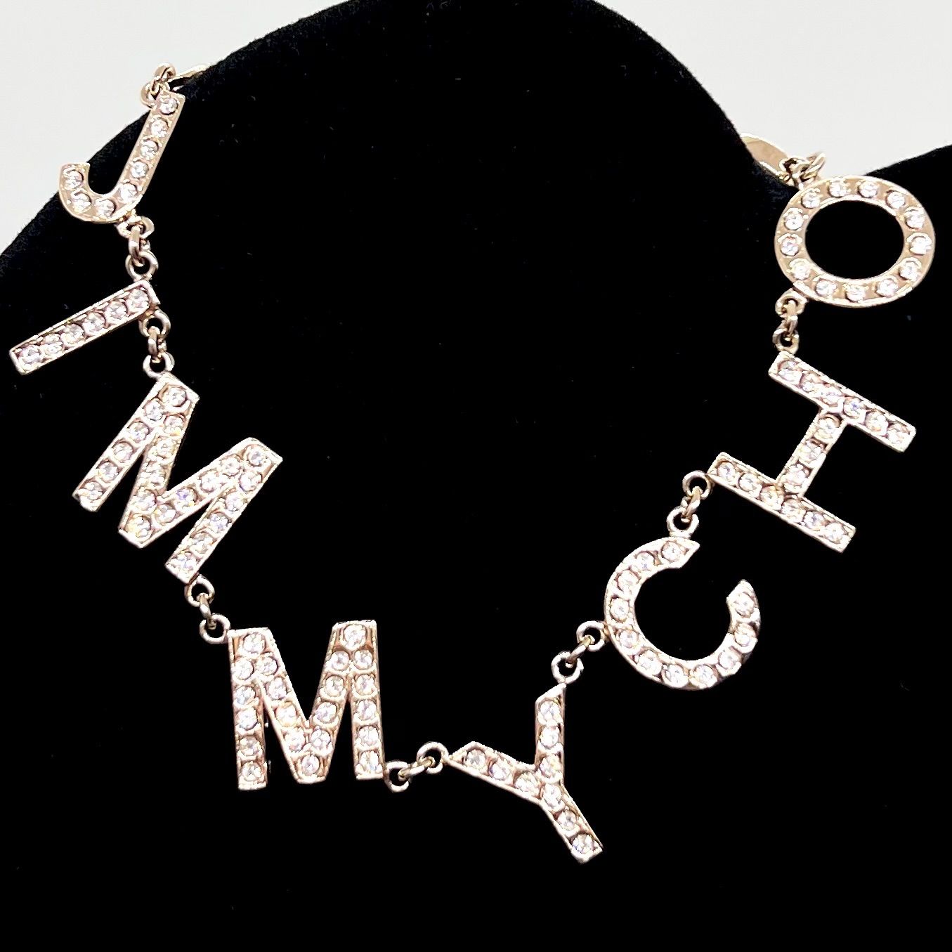 JIMMY CHOO ジミーチュウ ブレスレット ロゴ ラインストーン ゴールド 現行