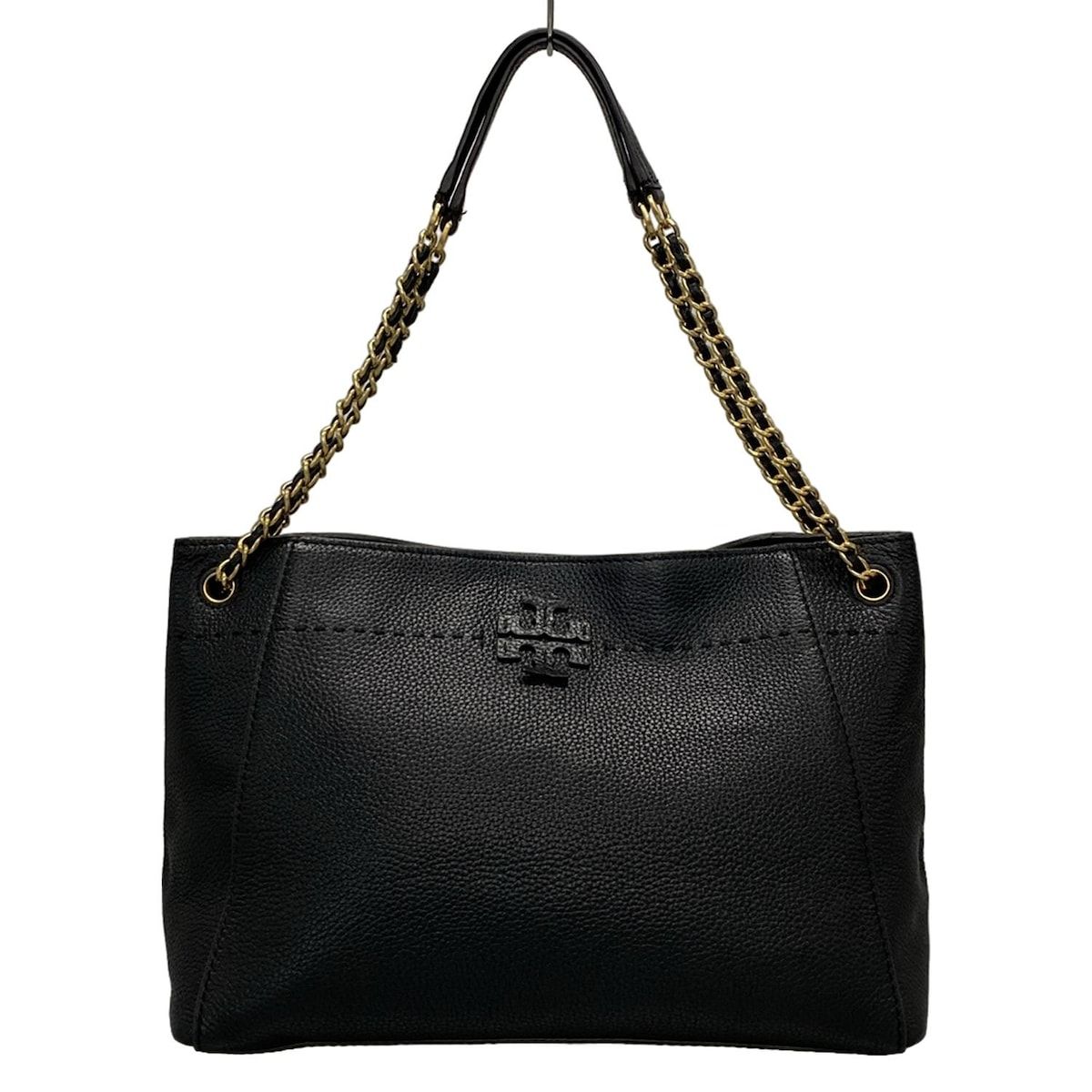【美品】トリーバーチトートバッグハンドバッグショルダーゴールド金具レザーブラック TORY BURCH(トリーバーチ) トートバッグ - 黒×ゴールド ゴールド
