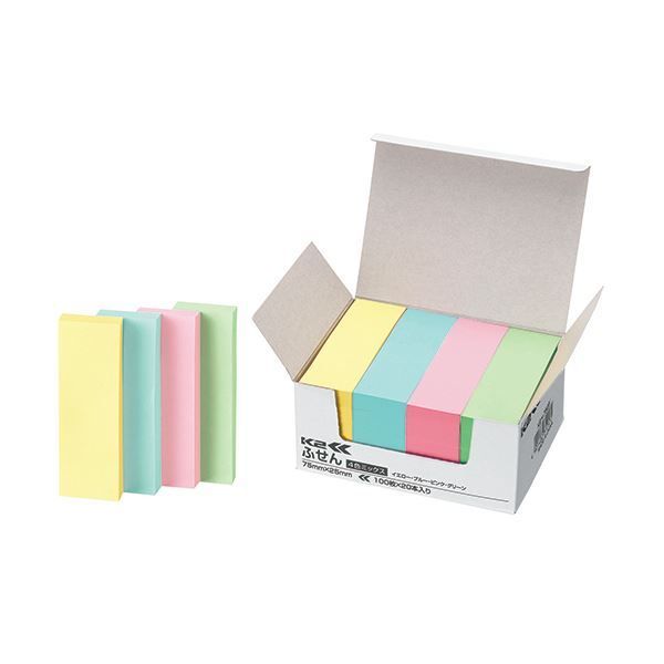 まとめ コクヨ ふせん K2 75×25mm4色ミックス K2メ-7525 1パック 20冊 ×5セット