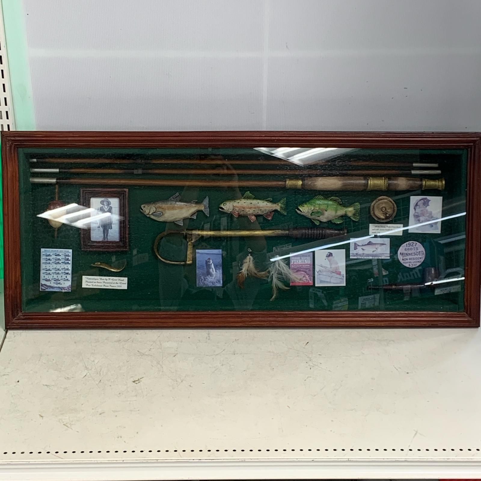 ★★ アンティーク オブジェ フライフィッシング ウォールアート 　85×35×10cm アンティーク オブジェ フライフィッシング ウォールアート 85