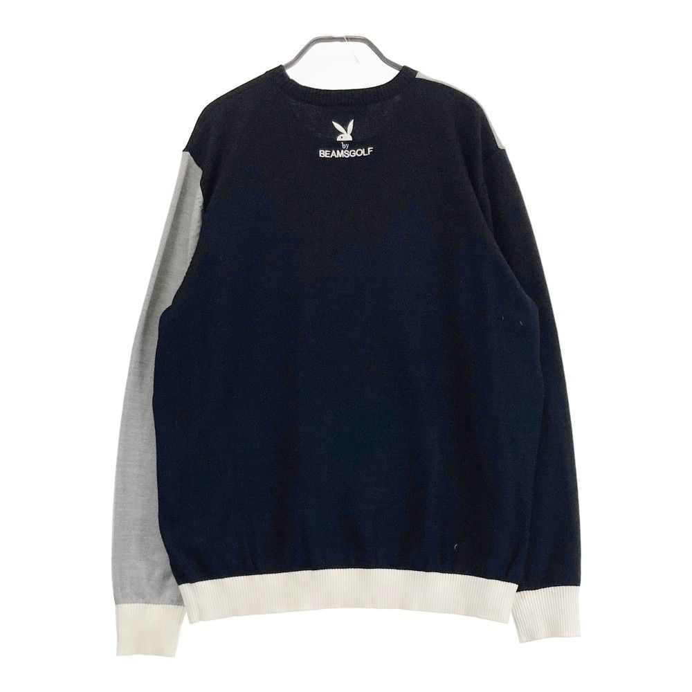 サイズ：XL BEAMS GOLF ビームスゴルフ PLAYBOY ニット セーター  ブラック系 [240101369021] ゴルフウェア メンズ ストスト サイズ：XL BEAMS GOLF ビームスゴルフ PLAYBOY ニット セーター