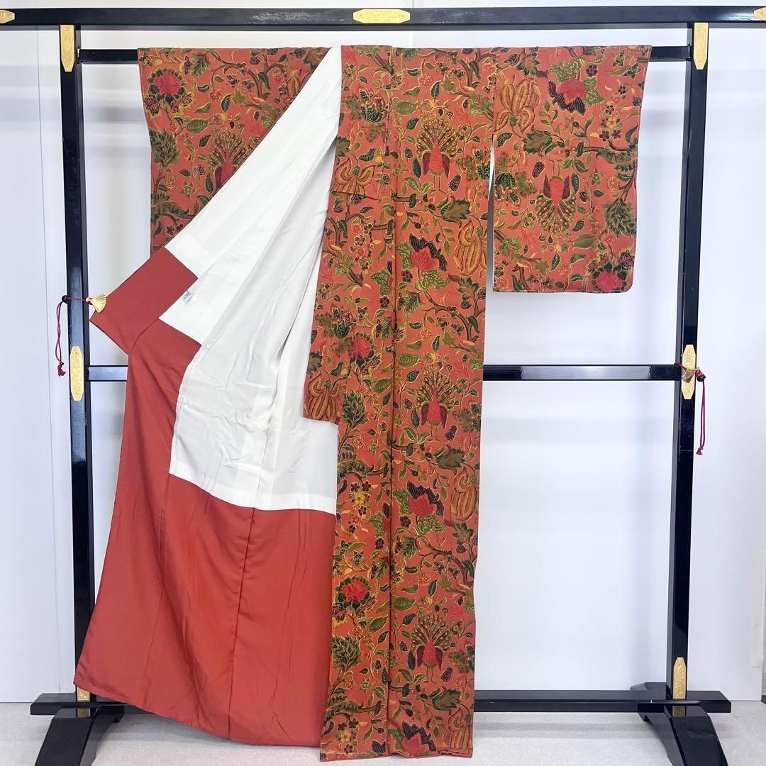 小紋 市松模様 モノトーン 縮緬 ふくよかサイズ K-5070