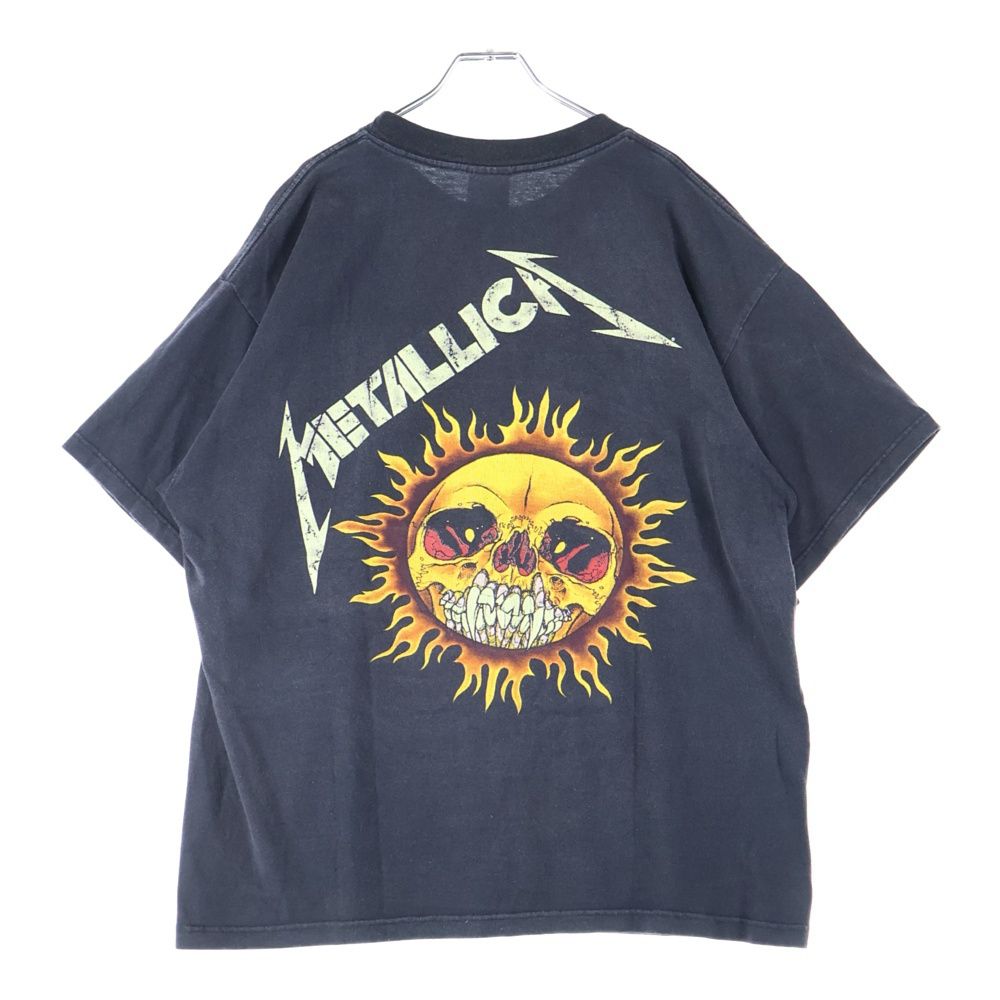 VINTAGE ヴィンテージ 90s VINTAGE METALLICA PUSHEAD BAND FLAME SKULL メタリカ パスヘッド フレイムスカルプリント半袖Tシャツ カットソー ブラック
