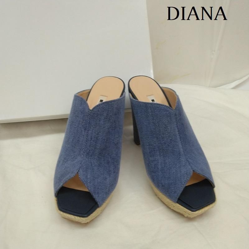 当日発送フォロー割　ダイアナ　デニム生地　 厚底　ミュール　ヒール　箱あり DIANA ダイアナ ミュール デニム 生地 厚底 サンダル ミュール