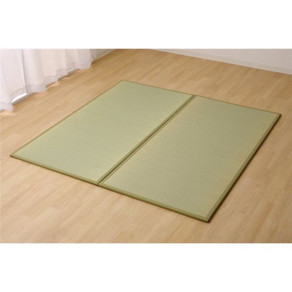 日本製 い草 置き畳|ユニット畳 1畳 ナチュラル 約82×164cm 2枚組 軽量 抗菌 防臭 防滑 連結ジョイント付 〔リビング〕 代引不可