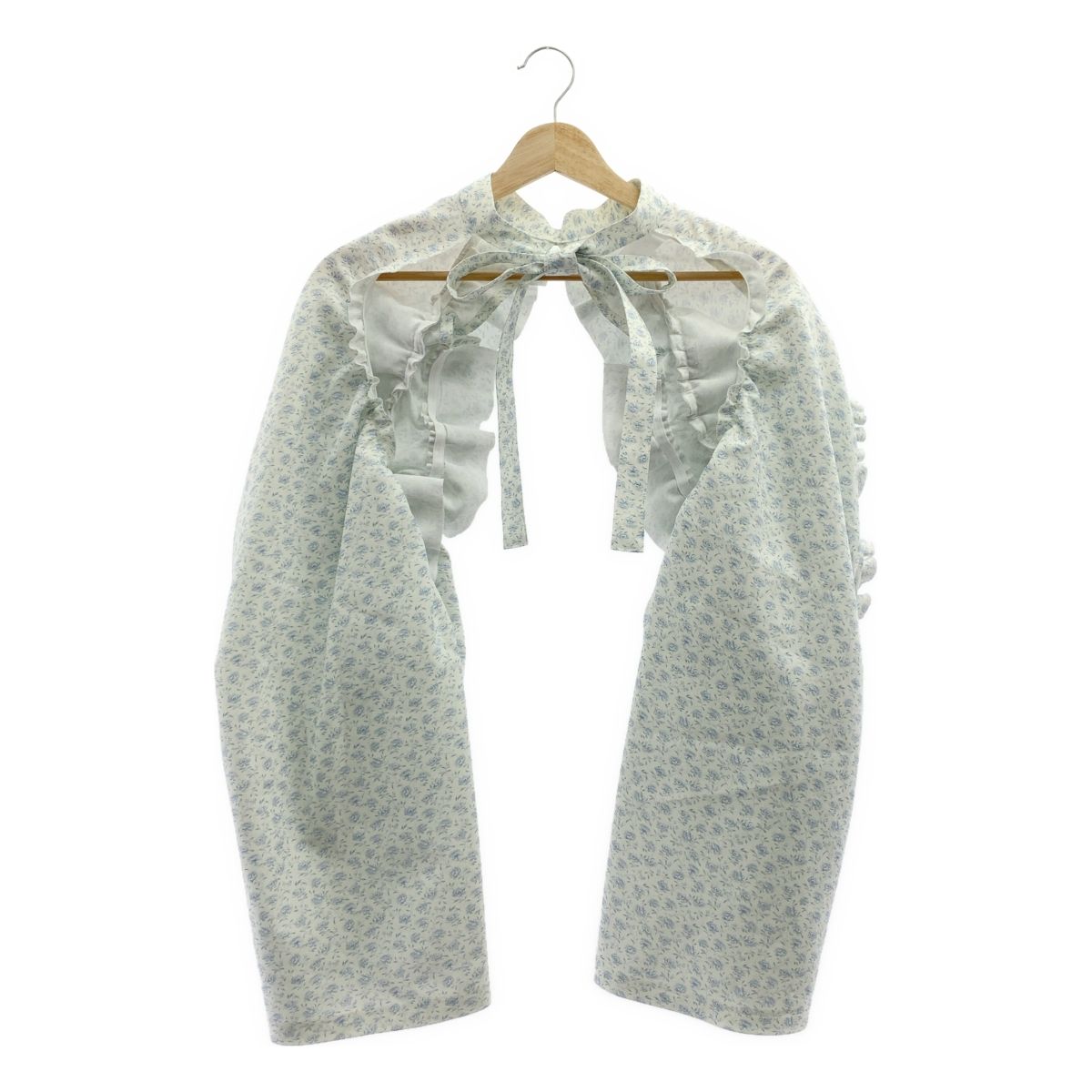 【美品】  tao COMME des GARCONS / タオコムデギャルソン | 2022SS | 総柄 フリル装飾 付け袖 ボレロ ジャケット | ホワイト/ブルー | レディース 美品】 tao COMME des GARCONS / タオコムデギャルソン | 2022SS | 総