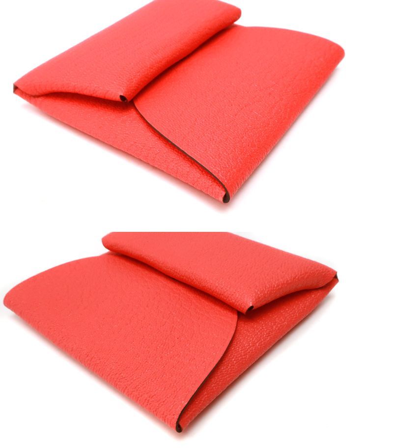 未使用 エルメス バスティア コインケース W刻印 2024年 オレンジ系