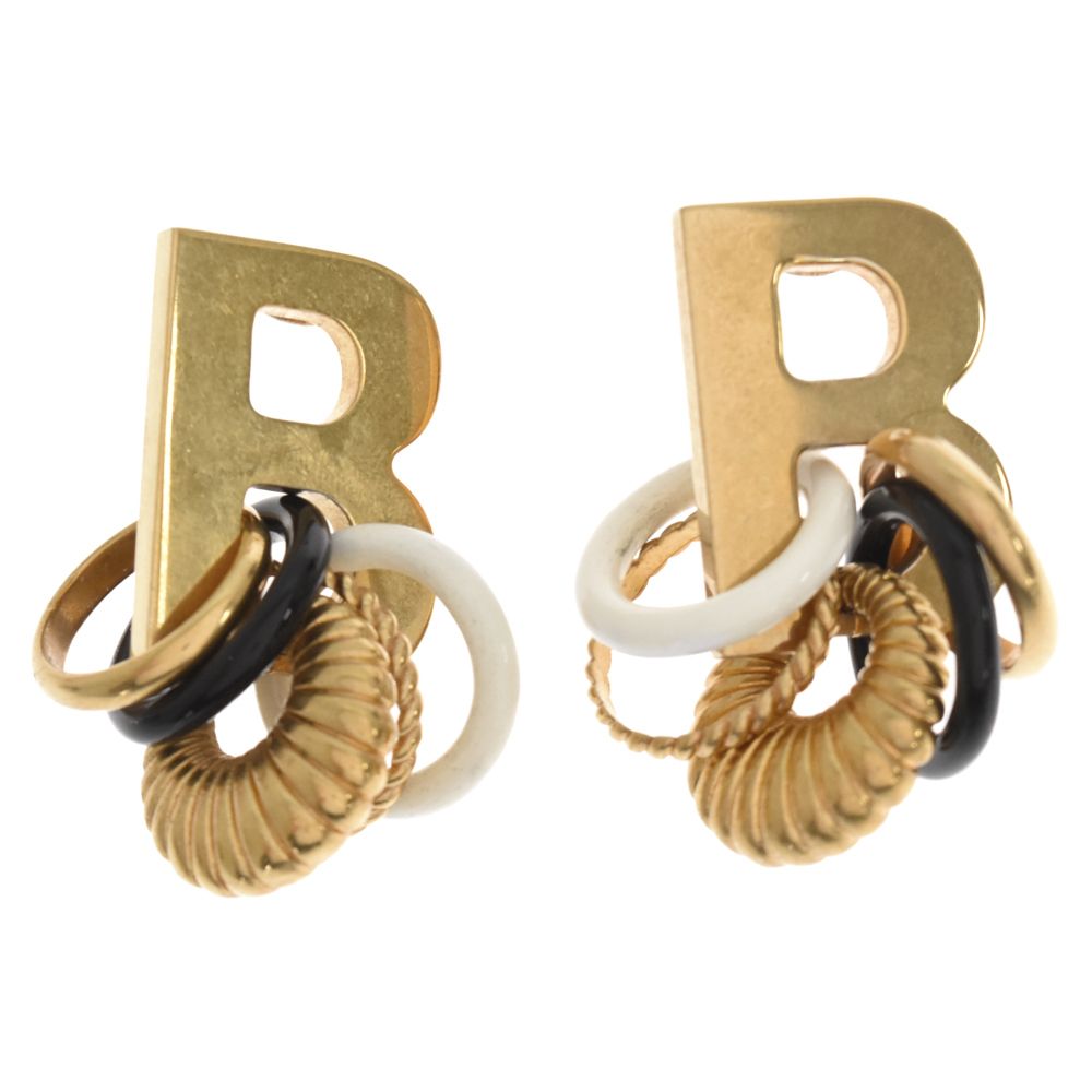 BALENCIAGA ゴールド Bチャームピアス BALENCIAGA (バレンシアガ) B LOGO B ロゴ ゴールドピアス