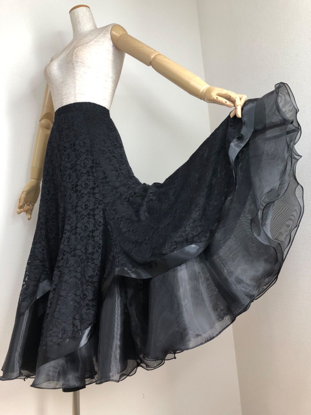 社交ダンス　サテンテープ&オーガンジーフリルセットアップ服 社交ダンス サテンテープ-オーガンジーフリルセットアップ服