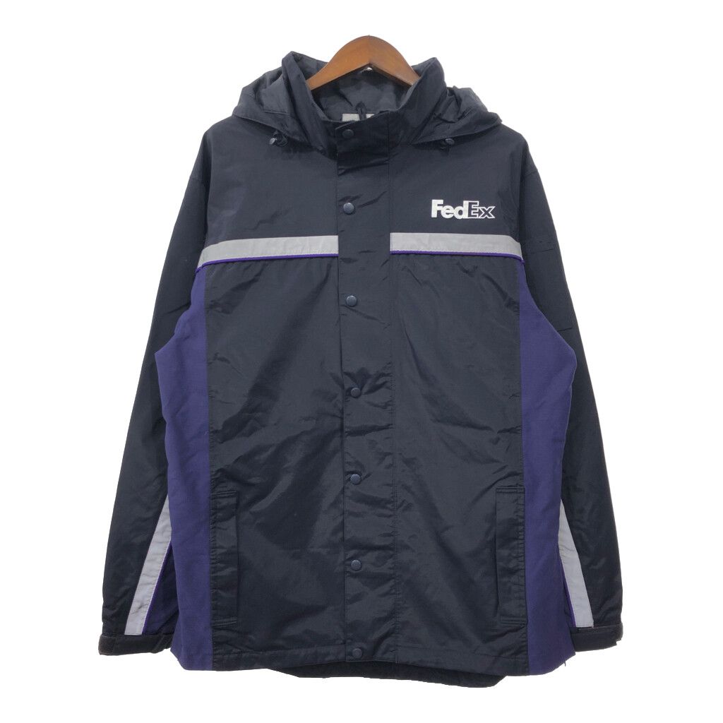VF IMAGEWEAR FedEx ナイロンジャケット 企業ロゴ ブラック (メンズ LARGE LONG) 中古 古着 Q8414
