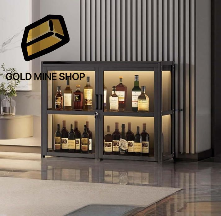 ウイスキー収納キャビネット 竹製 ロッカー型 防塵 密閉式 大容量 アクリル透明 酒棚 ビン キャビネット 省スペース 設置簡単 照明LED内蔵 床置き オシャレ 鍵付き 収納庫 ワインラック ブラック 3層80cm