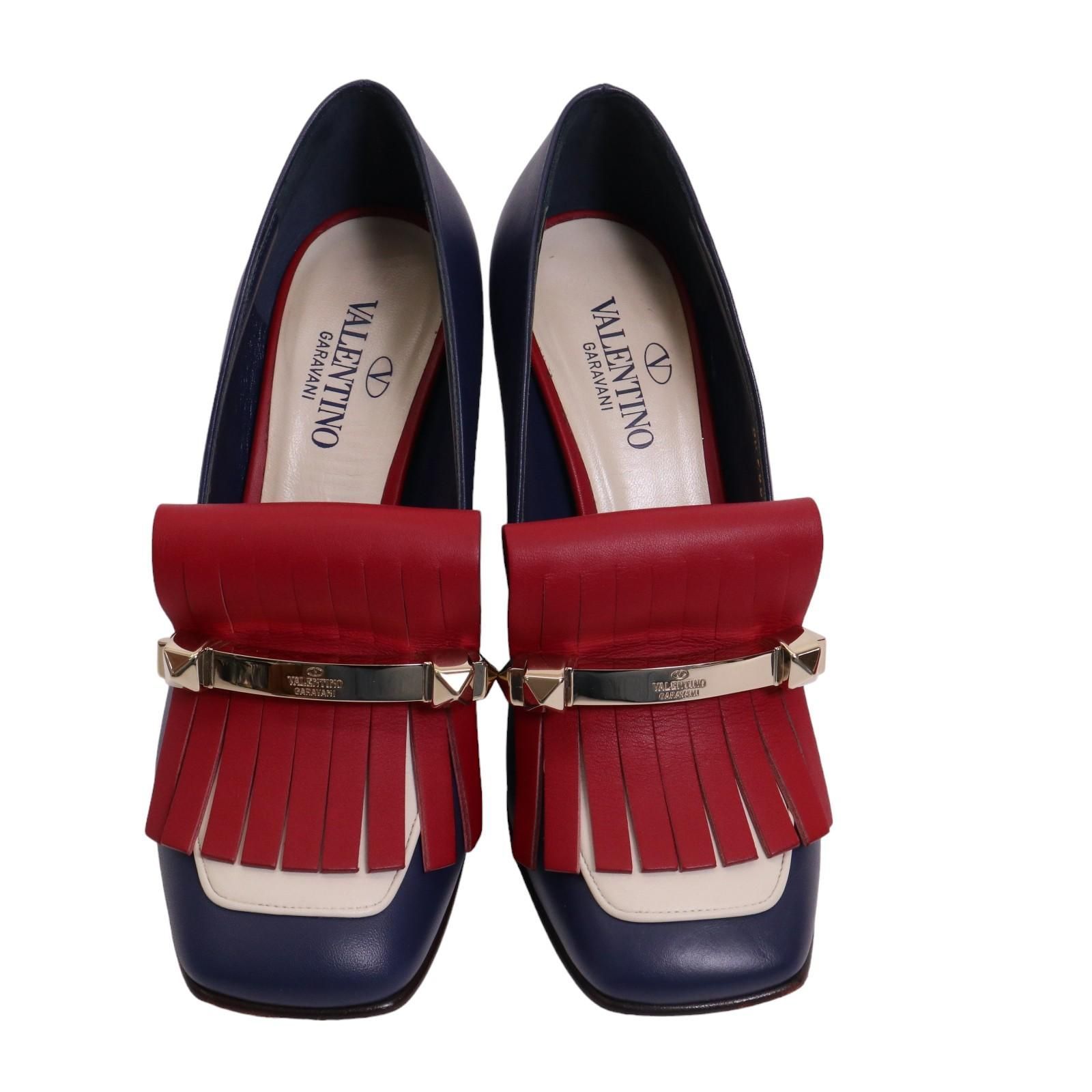 美品】VALENTINO ヴァレンティノ ロックスタッズ フリンジ チャンキー 