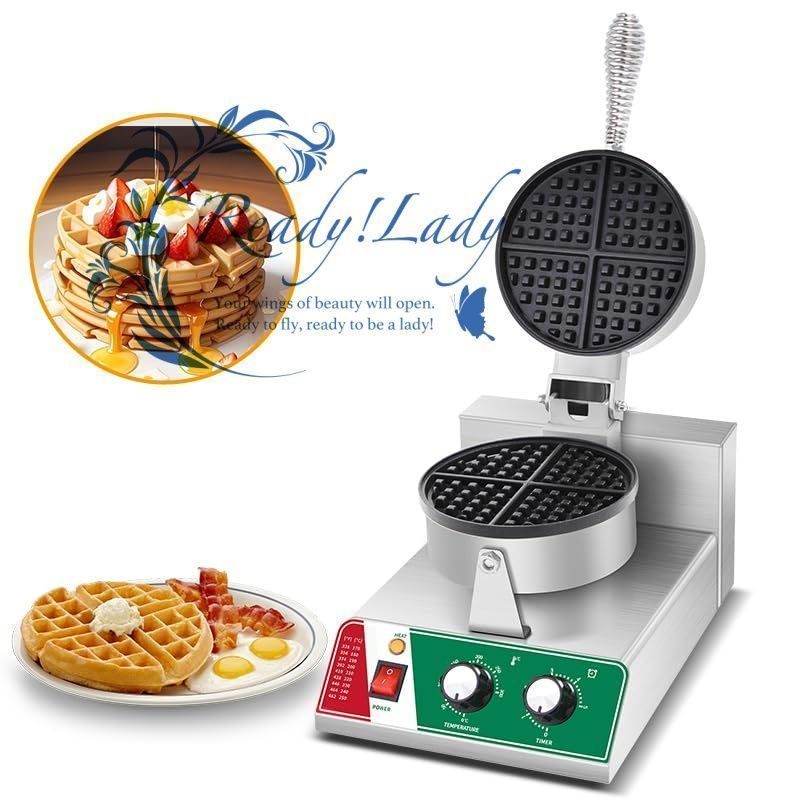 ライトラグジュアリーモデル業務用 ワッフル 焼き機1300ワットエッグバブルパフアイロン 180°回転 2つのパン ノンスティックテフロンコーティング付きステンレススチールベーカー ライトラグジュアリーモデル