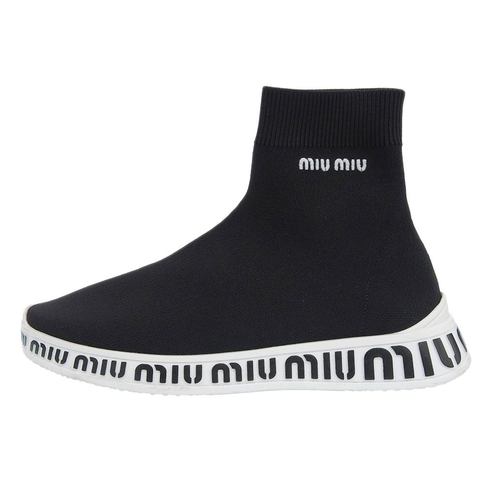 MIUMIU ミュウミュウ 美品 MIU MIU ミュウミュウ ソックススニーカー シューズ レディース ブラック 37 5T929D 37 -  メルカリ