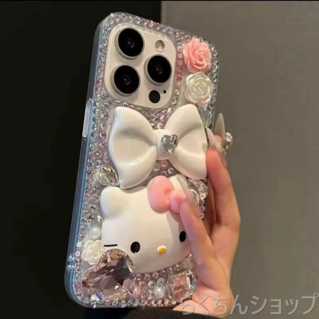 キティちゃん デコ ラメ キラキラ iPhoneケース かわいい ギャル キャバ キティ デコ ギャル iPhoneケース きらきらの通販 by 雑貨