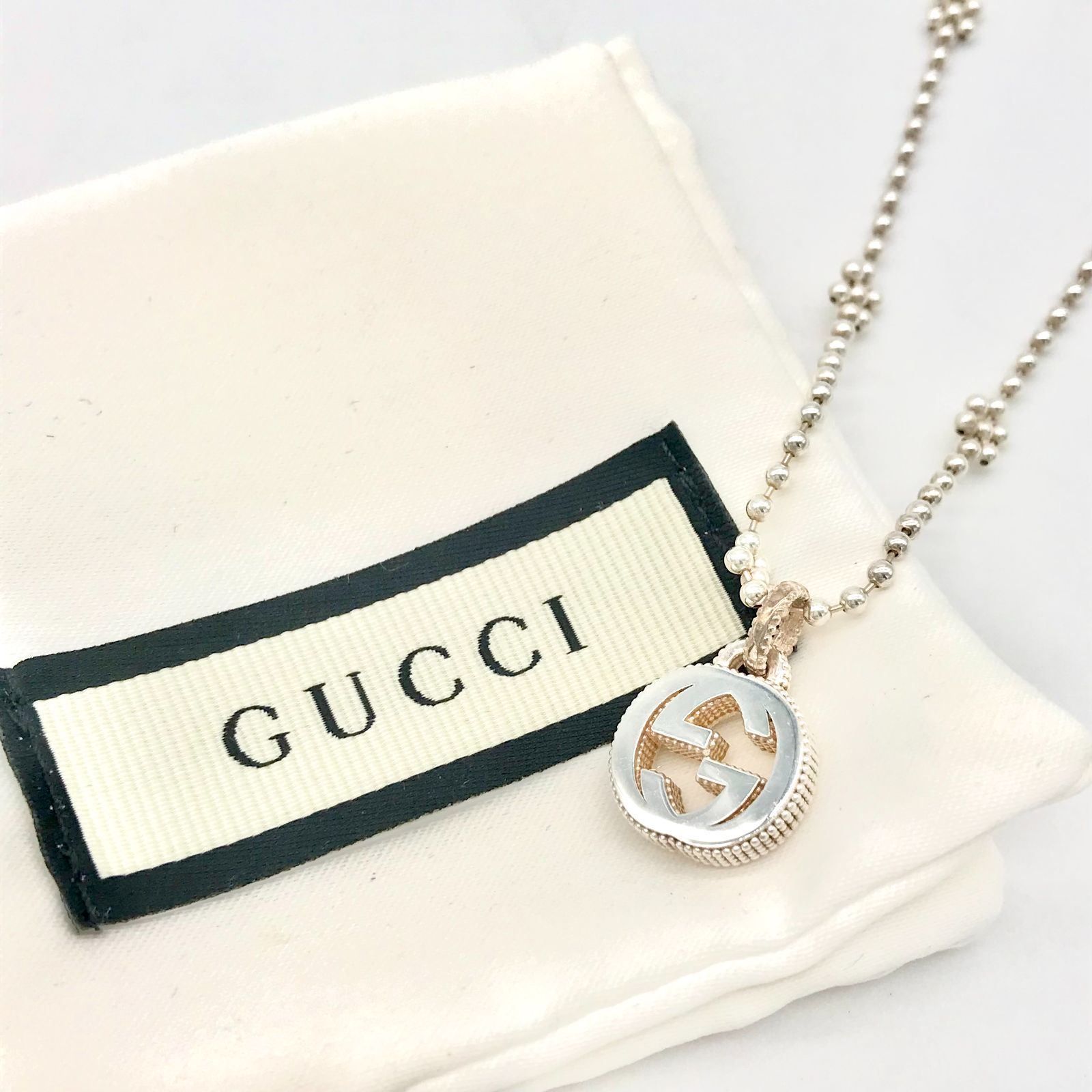 ▽GUCCI/グッチ インターロッキングG ネックレス シルバー Ag925