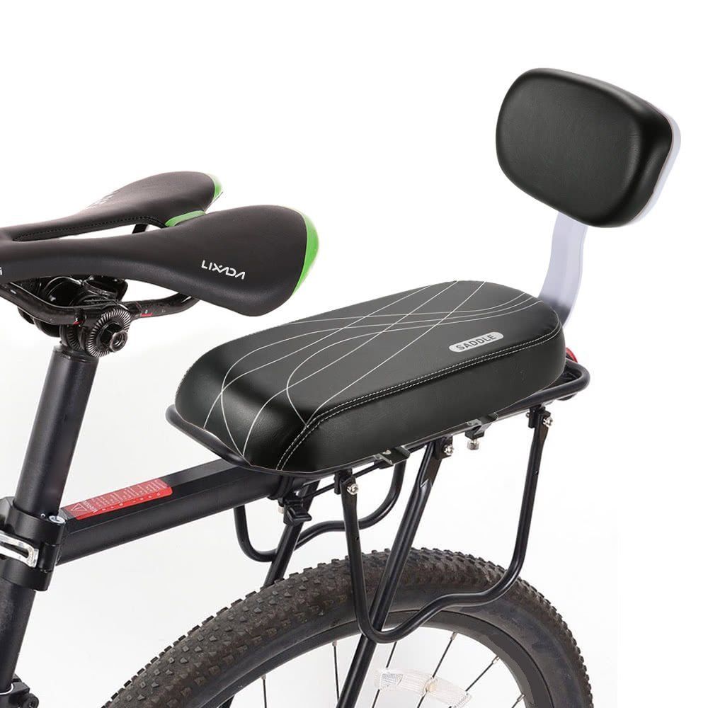 新品 Mollytek 自転車後部座席 クッション 自転車シート ども用 サドル ソフトPUレザークッションと背もたれ付き 自転車アクセサリー (ブラック)