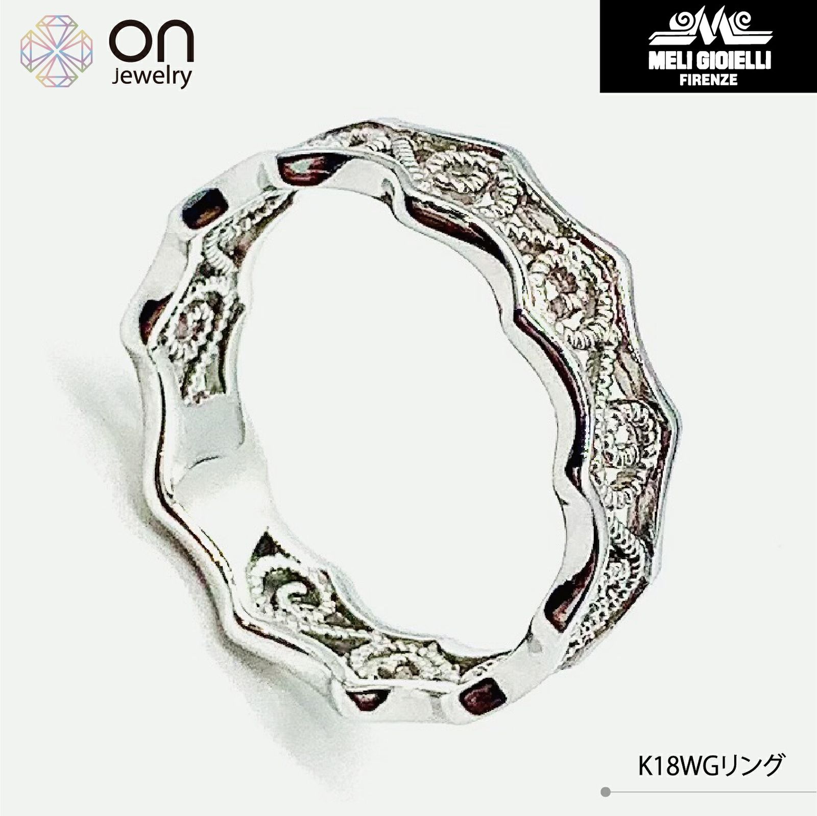 Meli Gioielli】K18WG 18金 K18ホワイトゴールド t #14.5号 リング 