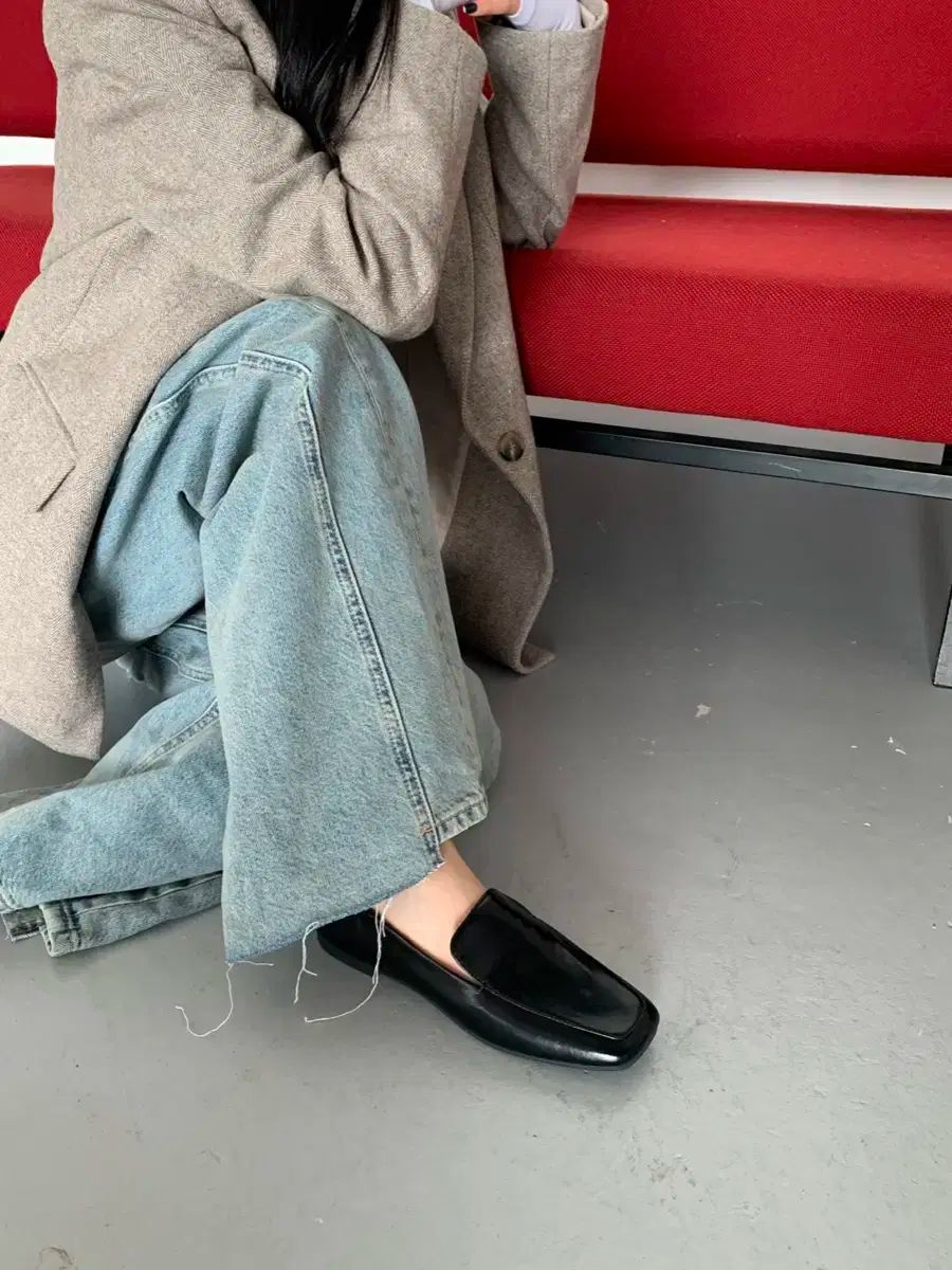 【偽造品10倍補償】公式正規品！235 メティエ スクエアステッチモノローファー ブラックローファー 保育園上履き