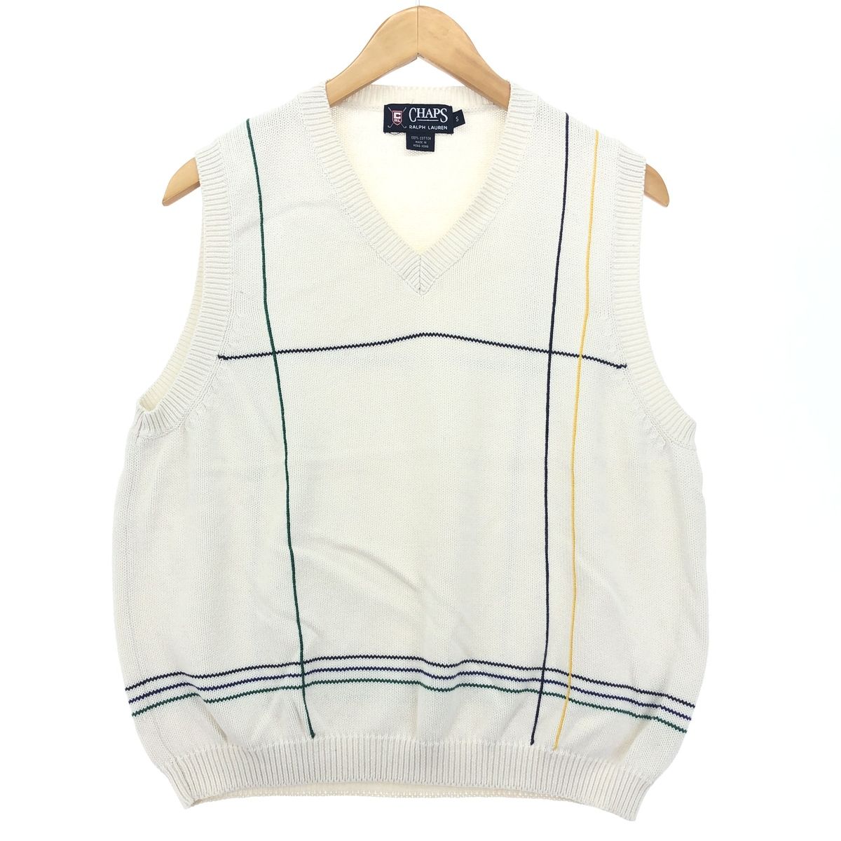 古着 90年代 ラルフローレン Ralph Lauren CHAPS チャップス Vネック コットンニットベスト メンズS ヴィンテージ /eaa421497/eaa421497