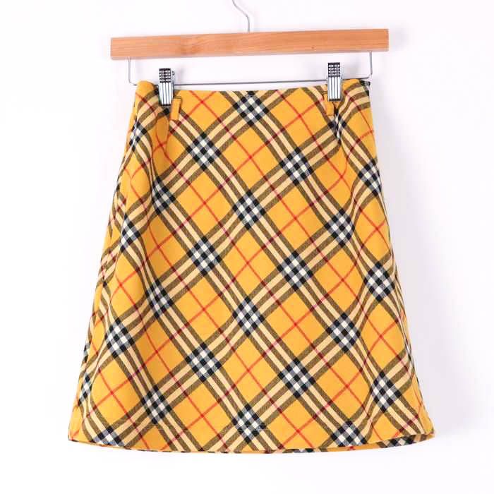 【超美品♪】　バーバリーブルーレーベル　ウールスカート　オレンジチェック BURBERRYS ブルーチェック膝丈スカート 7AR BURBERRY BLUE