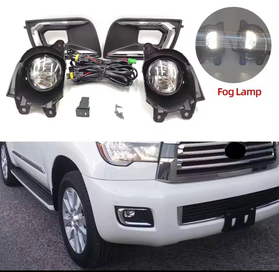 トヨタ セコイア 2010-2020 LED フォグランプ ユニット フォグライトカバー 外装 左右セット 調光器 純正汎用品