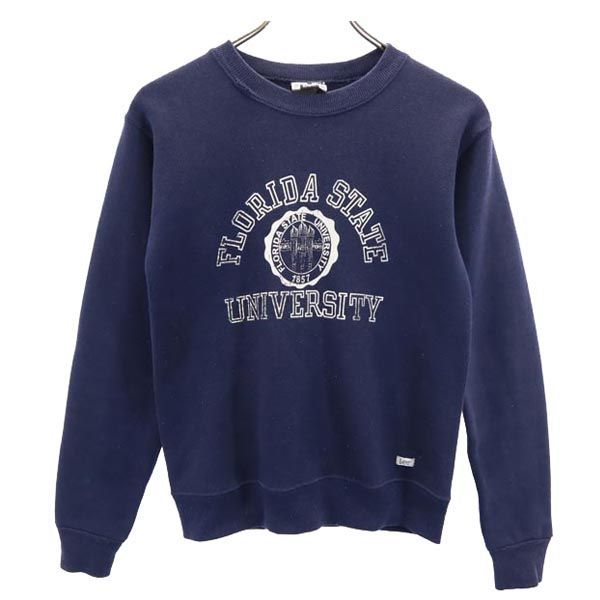リー USA製 プリント スウェット L ネイビー Lee トレーナー 裏起毛 キッズ 古着 【231030】
