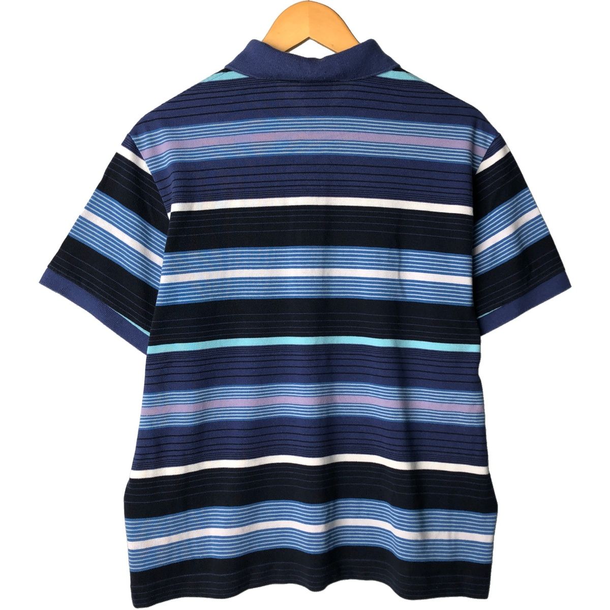 ☆US古着☆【ラコステ ポロシャツ】ボーダー 半袖 メンズ3XL fre-89344_001.jpg