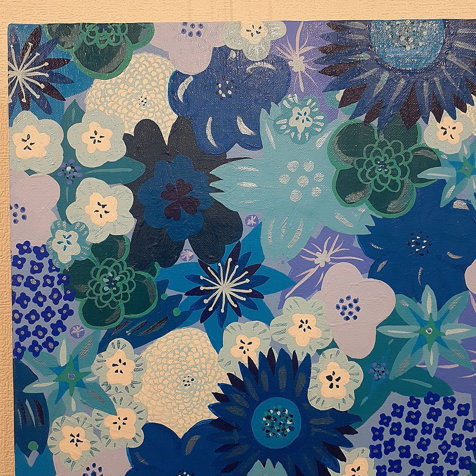 南ドイツの窓から 40×40cm アクリル絵の具 画家 小楠アキコ のぼっ