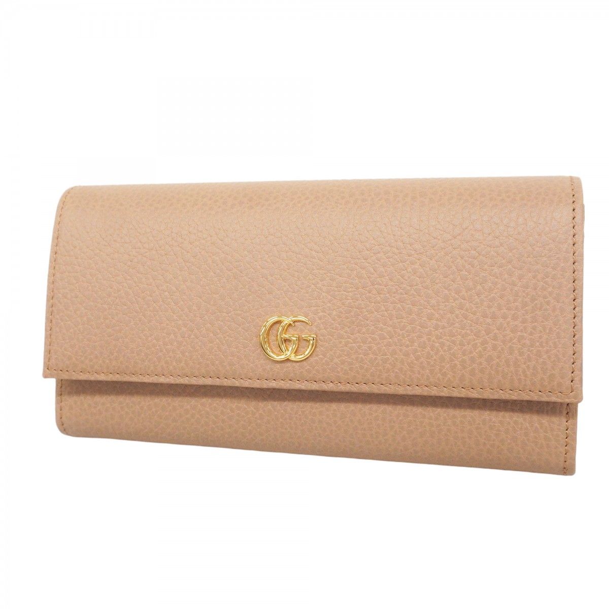 5eb0920 グッチ 長財布 GGマーモント 456116 レザー ベージュ ゴールド金具 レディース