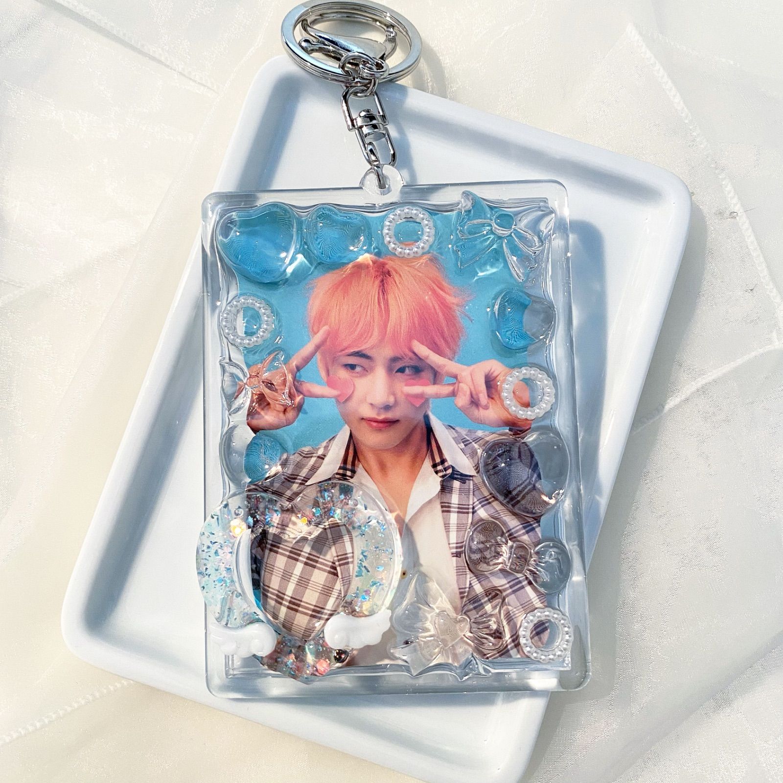 トレカケース キーホルダー デコ レジン ハート（8カラー） - メルカリ