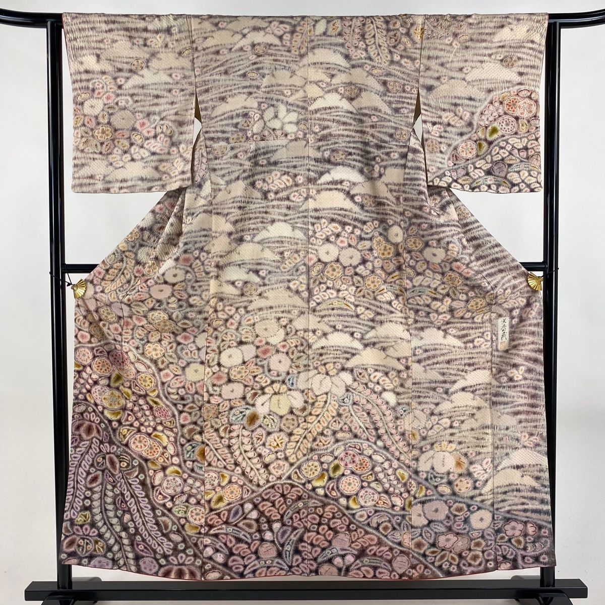 訪問着 身丈155cm 裄丈63.5cm S 袷 京屋林蔵 落款 辻が花 ぼかし 薄小豆 正絹
