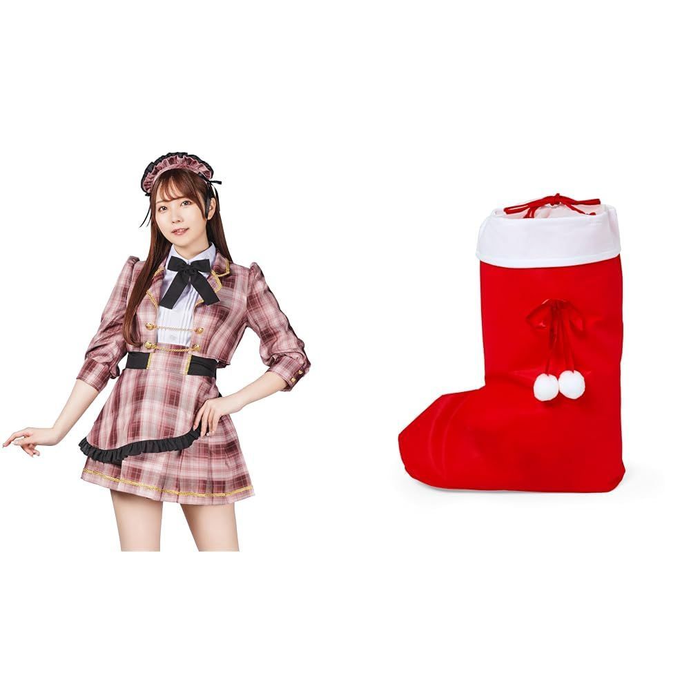 【人気商品】ソックスバッグ Lサイズ ブーツ型 ラッピング袋 クリスマス 梵天付き サンリオ + くつ下 ブラック ユニセックス プレゼント 100cm ダルメシアンシャツキッズ SANRIO ハロウィン コ