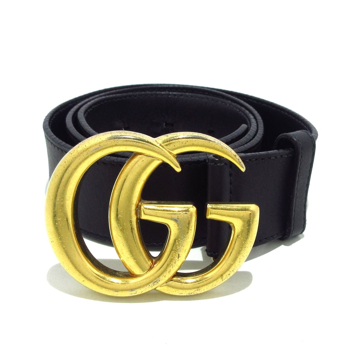 GUCCI グッチ ベルト 80 GGマーモント 400593 黒×ゴールド レザー
