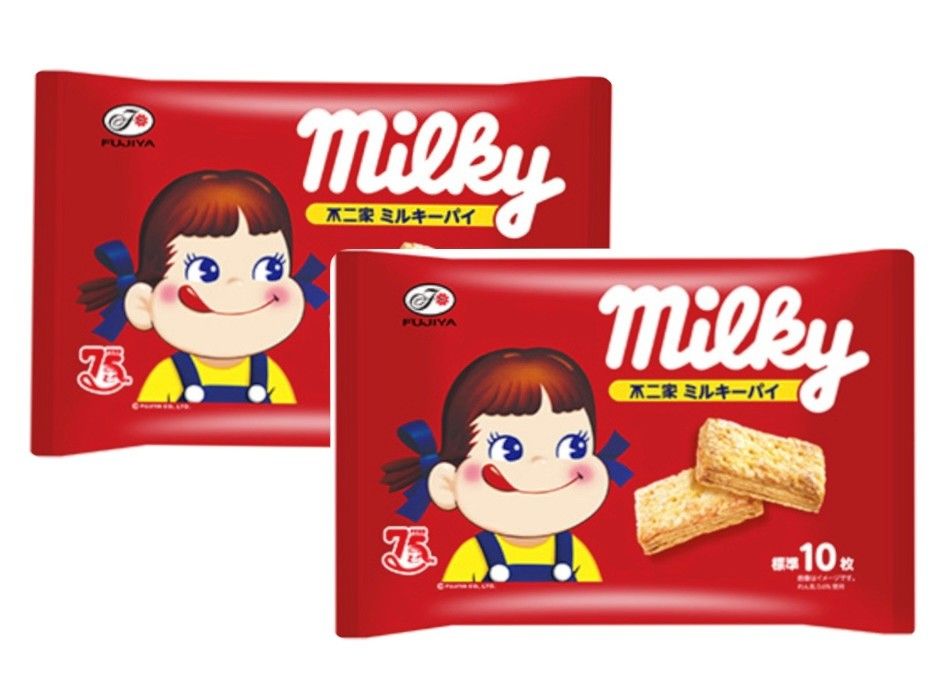 セット】不二家 ミルキーパイ 1袋(87g個装紙込み）×2袋セット
