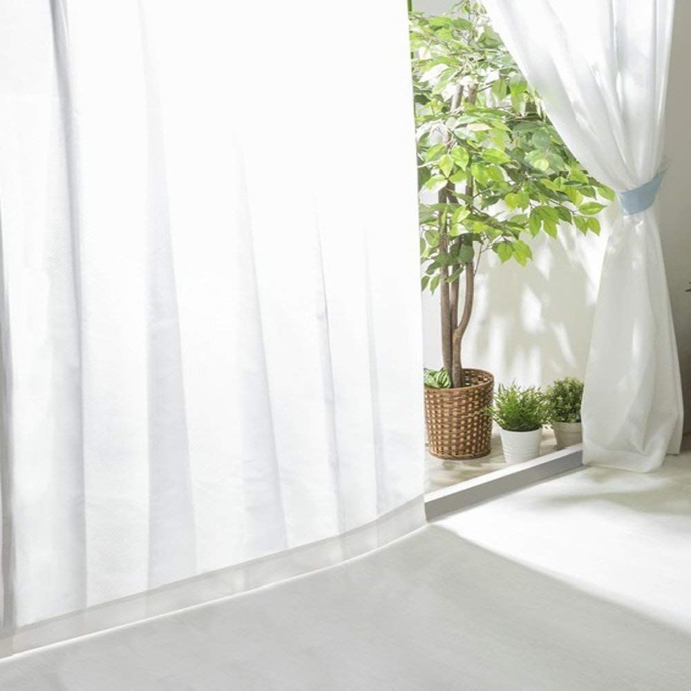 人気商品洗濯機洗いOK 光は取り込みプライバシーを守る curtain ミラーレース採用 保温 断熱 花窗 省エネ/節電に エアコンの冷気を逃しづらい 床や家具の日焼けから守る UVカット ホワイト 幅1