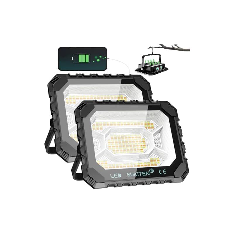 【100%明るさで12時間点灯】SUKITEN 投光器 充電式 led 作業灯 200W 屋外 超高輝 16000mAH大容量 16000LM ワークライト IP66防水 5つ点灯モード 便携式 磁気設計 キャンプ アウトドア 登山 夜釣り 防災 緊